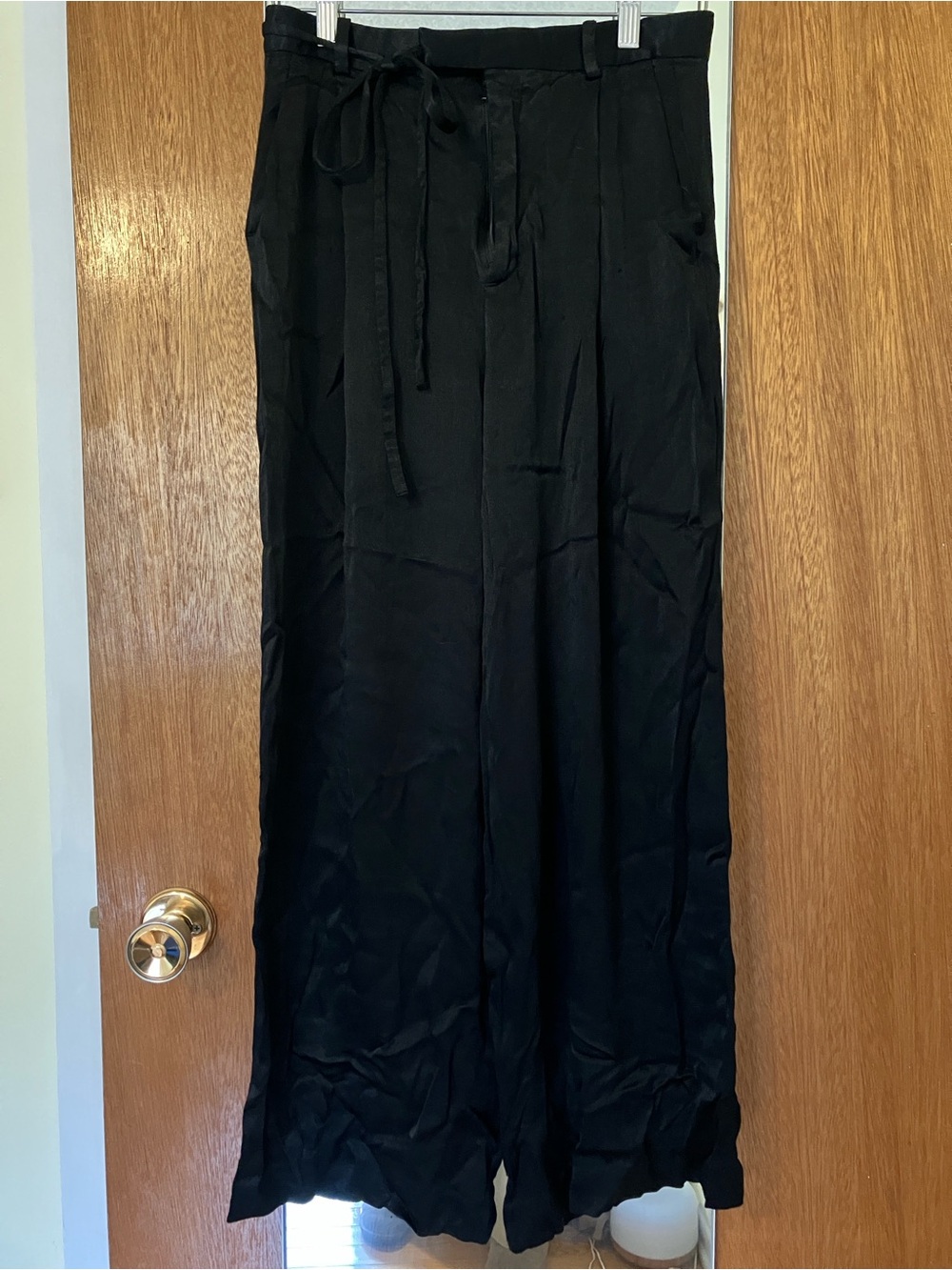 Zara Black Wide-Leg Tie-Waist Pants